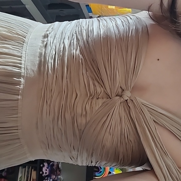 100% silk one shoulder chiffon dress - Picture 2 of 6